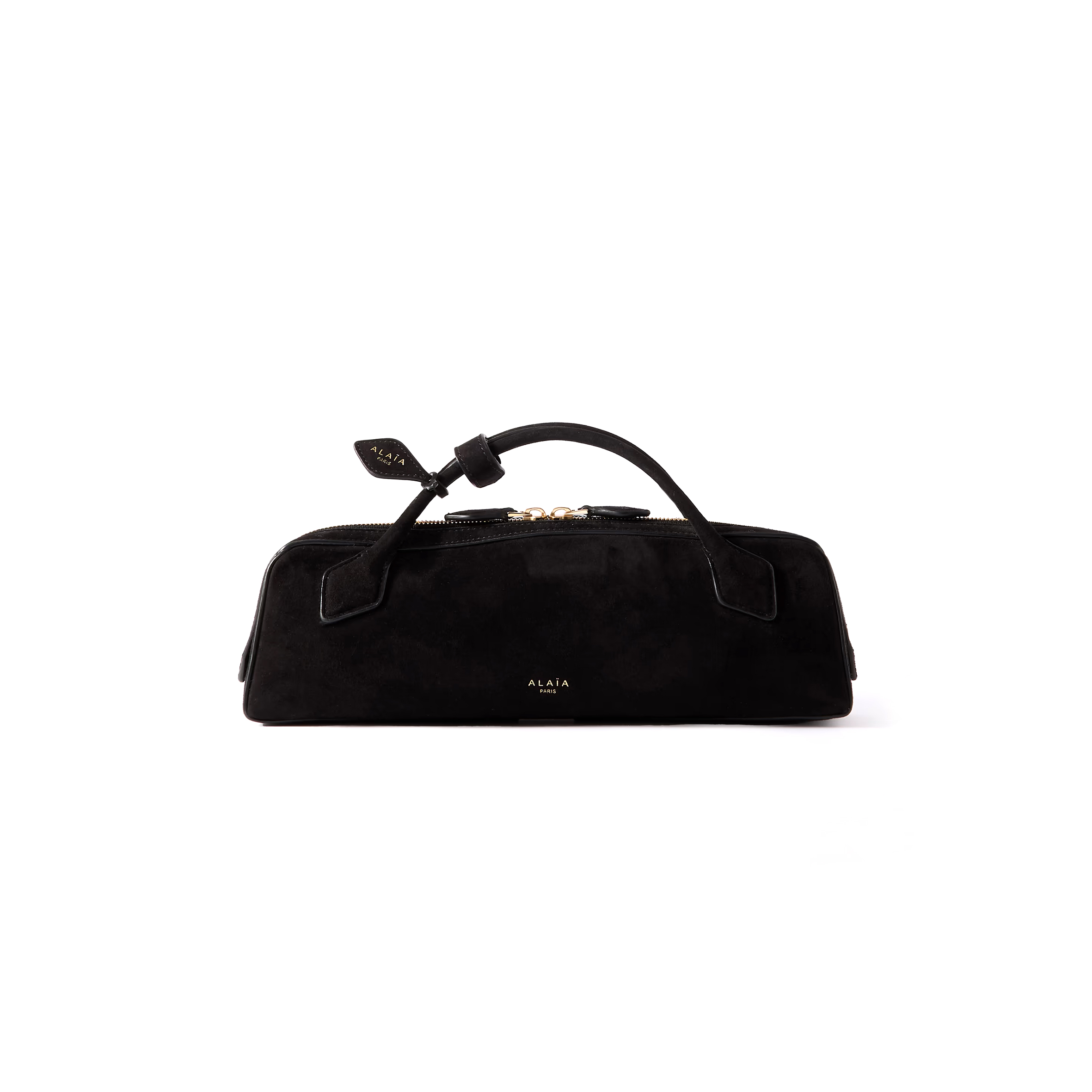 ALAÏA LE TECKEL LEATHER-TRIMMED SUEDE CLUTCH AA1S06026CA328 (31*10*7cm)